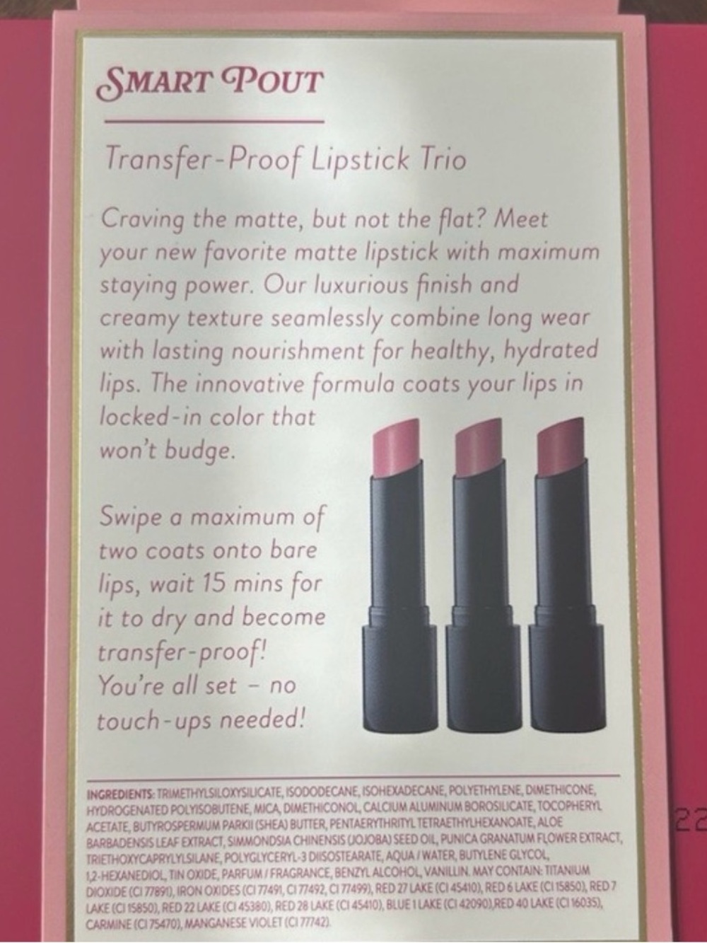 LAURA GELLER SMART POUT TRANSFER PROOF LIPSTICK TRIO:WISE EXPERT CLEVER NIB/NWOT - Picture 4 of 6